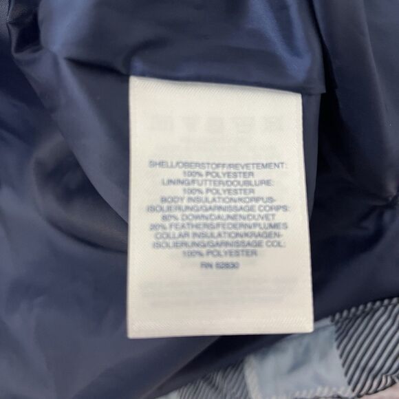 Land's End Puffer Blue Plaid Down Feather Insulated Full Zip Vest L/P 14/16 - Picture 6 of 10